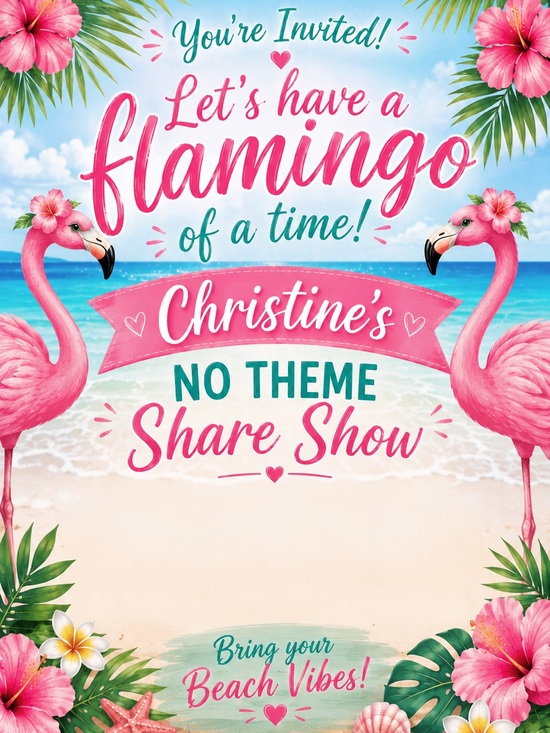 Other - Flamingo Beach Party Invitation 🦩✨🦩✨🦋🕊️🦋🐶🐾